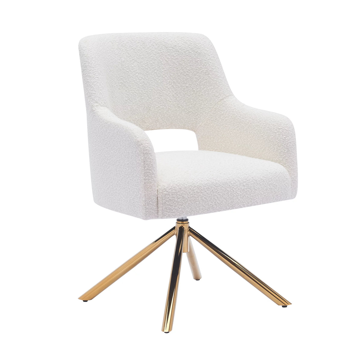 Cream Boucle Fabric Upholstered Swivel Accent Chair S507382