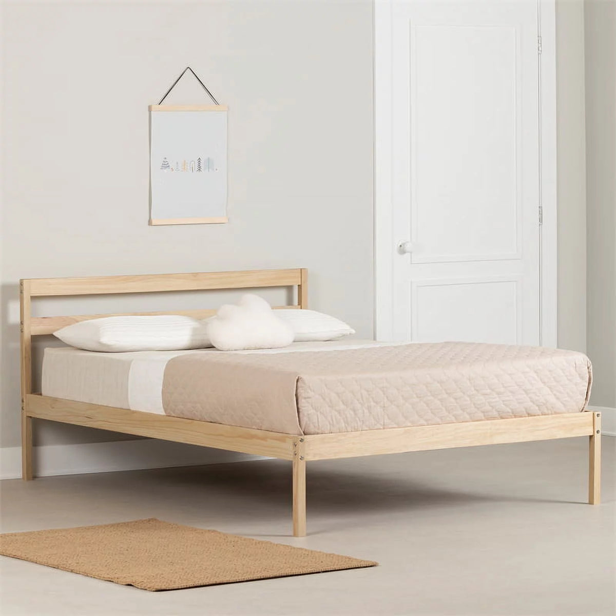 Complete Bed Full Natural Wood D825505