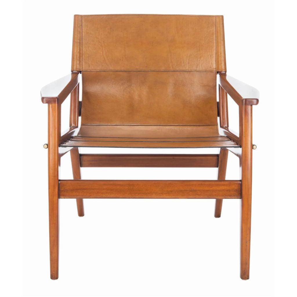 Brown Leather Sling Chair T1971