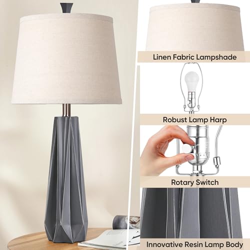 3 Color Temperature Table Lamps Set of 2 Linen Shade Y8048