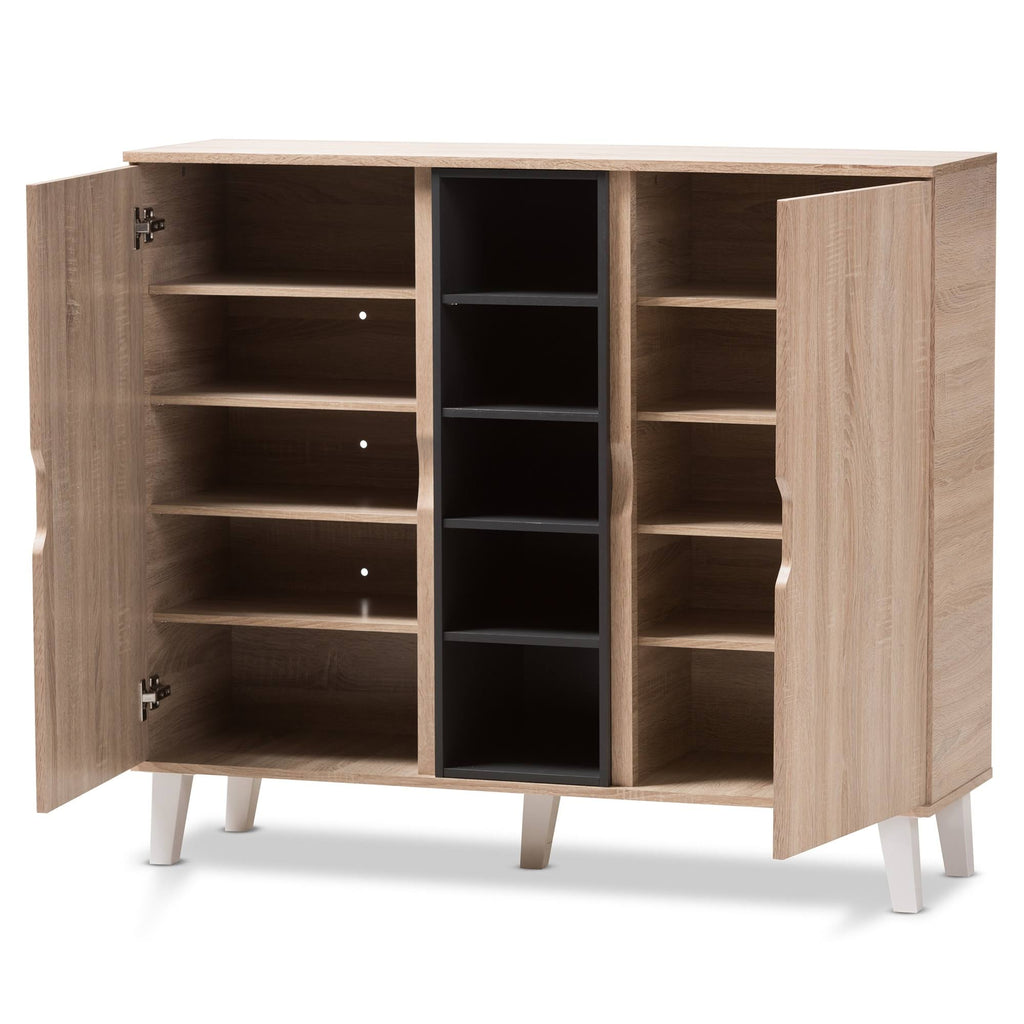 Oak and Grey Wood Storage Cabinet M7184