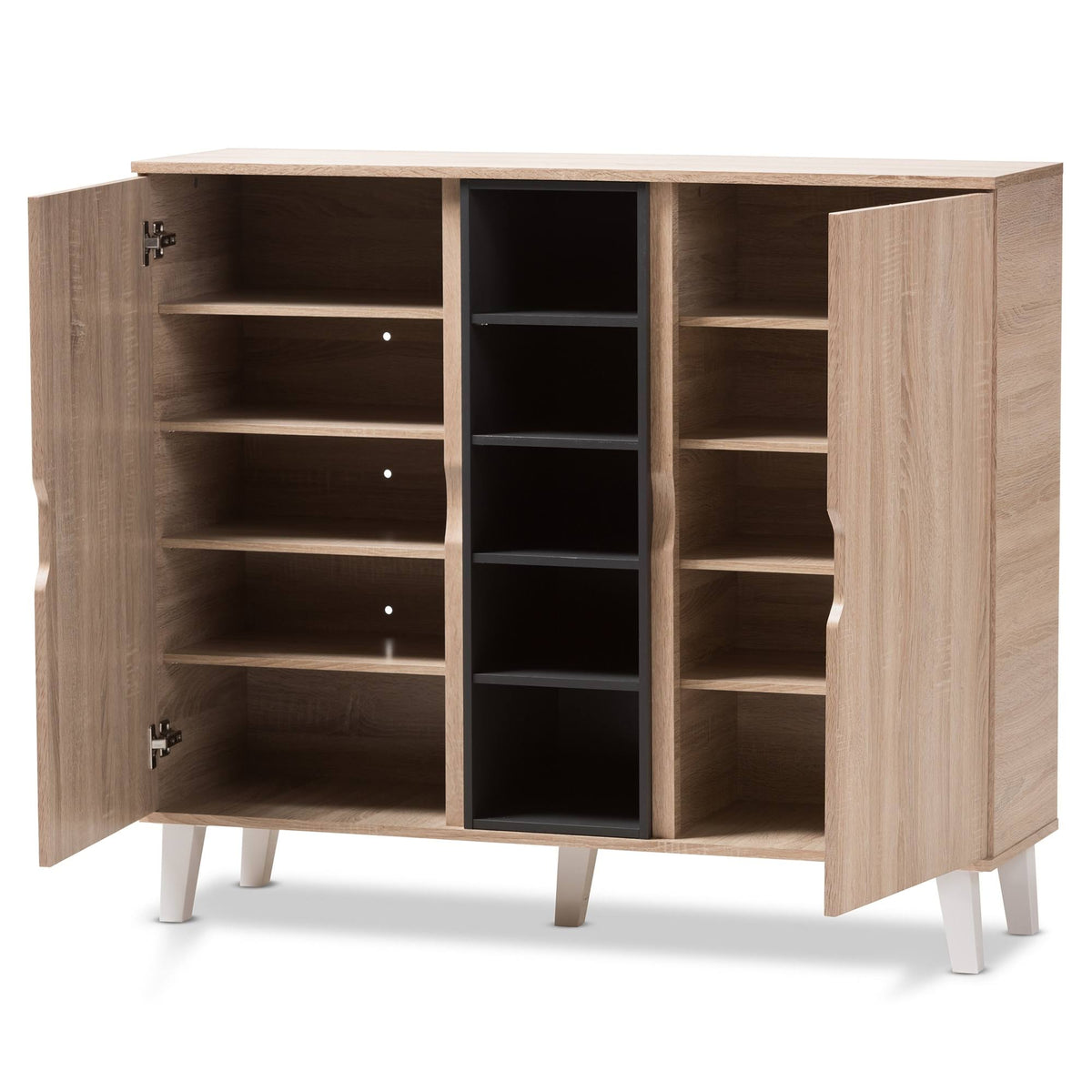Oak and Grey Wood Storage Cabinet M7184