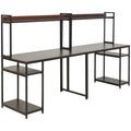 94.5in Industrial Double Computer Desk with Hutch and Storage Shelves P9484