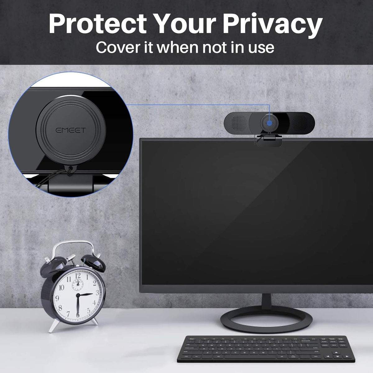 3 in 1 Webcam with Microphone, 2 Speakers, 4 Built-in Omnidirectional Microphone Arrays, 1080P E956