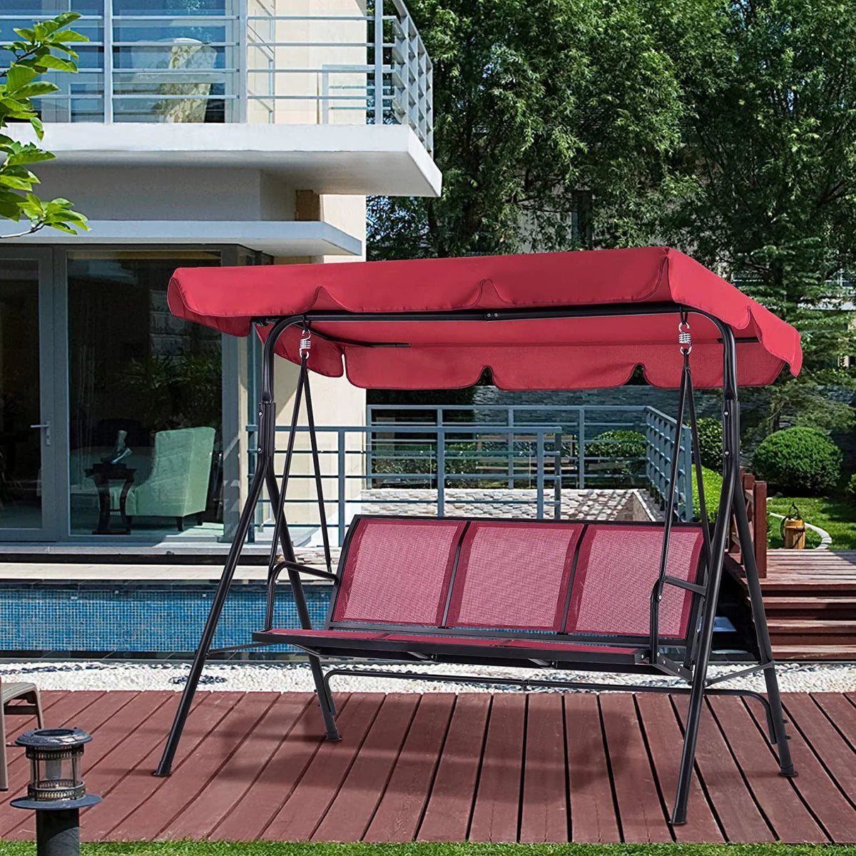 Dark Grey 3-Person Canopy Swing Chair L35715