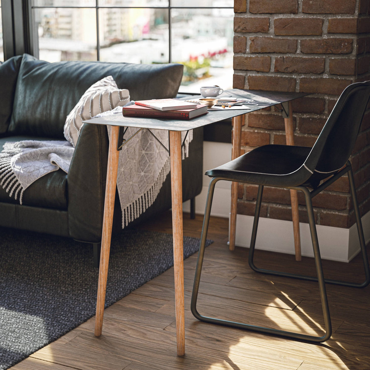 Rust Distressed Wood Console Table Z439435