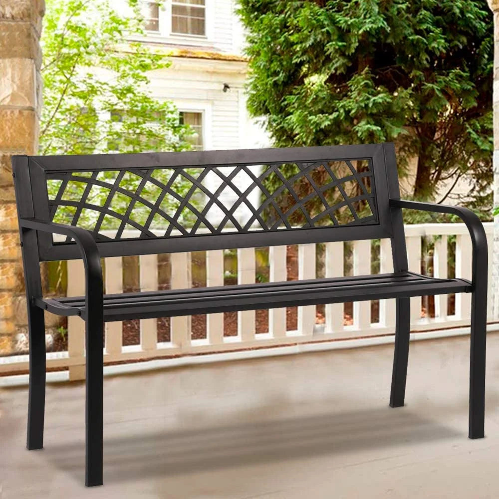 Black Cast Iron Outdoor Bench G62547