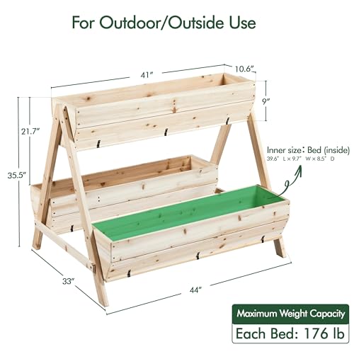 3 Tiers Elevated Wooden Raised Garden Bed with Legs L541