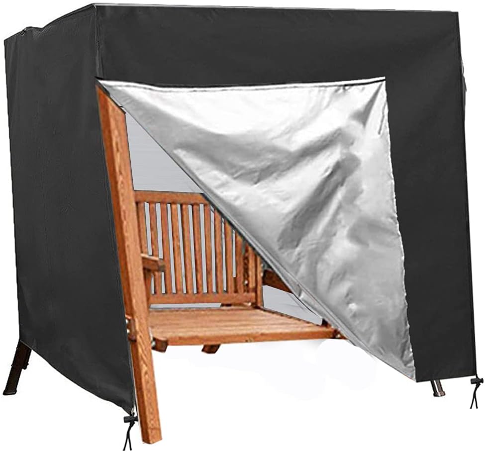 420D Waterproof Patio Swing Cover 87 x 60 x 72 Beige Black L471114