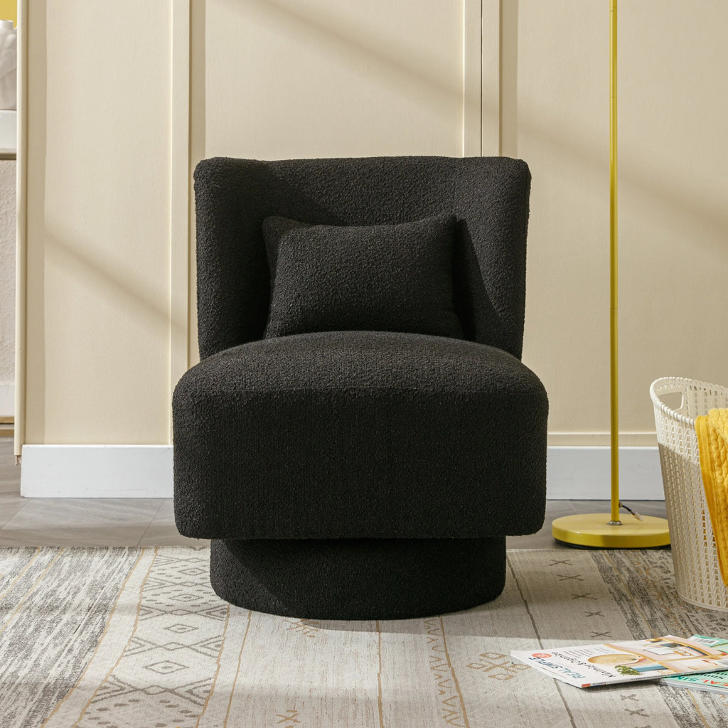 Black 360 Degree Swivel Accent Barrel Chair B65208