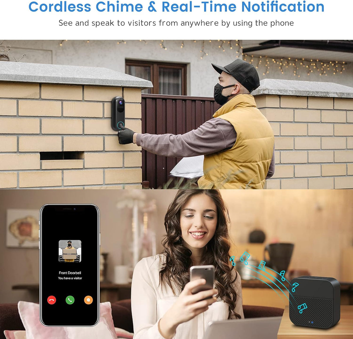 Wireless Video Doorbell Camera with Wireless Chime A392