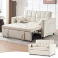 Light Grey Velvet Convertible Sleeper Sofa Couch Bed with USB O49238