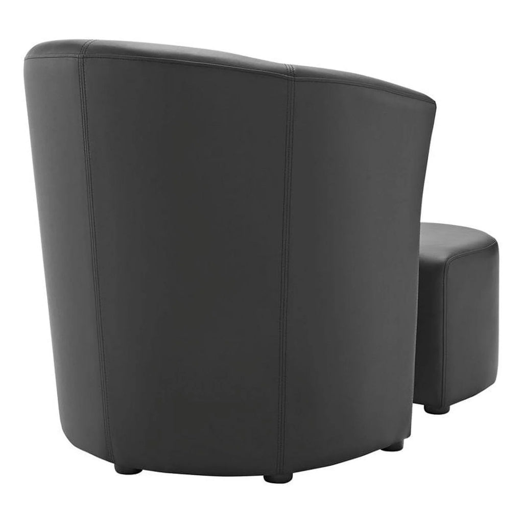Black 2 Piece Faux Leather Accent Chair Set with Ottoman R695