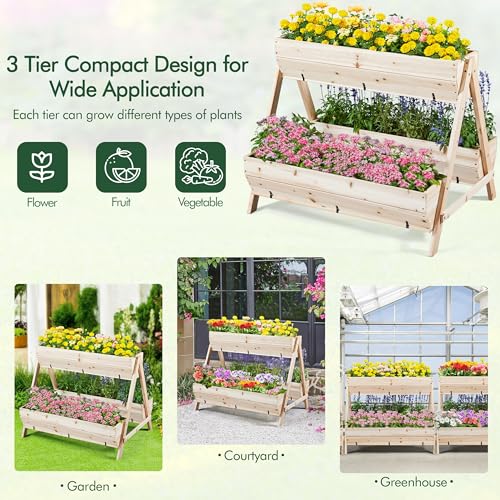 3 Tiers Elevated Wooden Raised Garden Bed with Legs L541