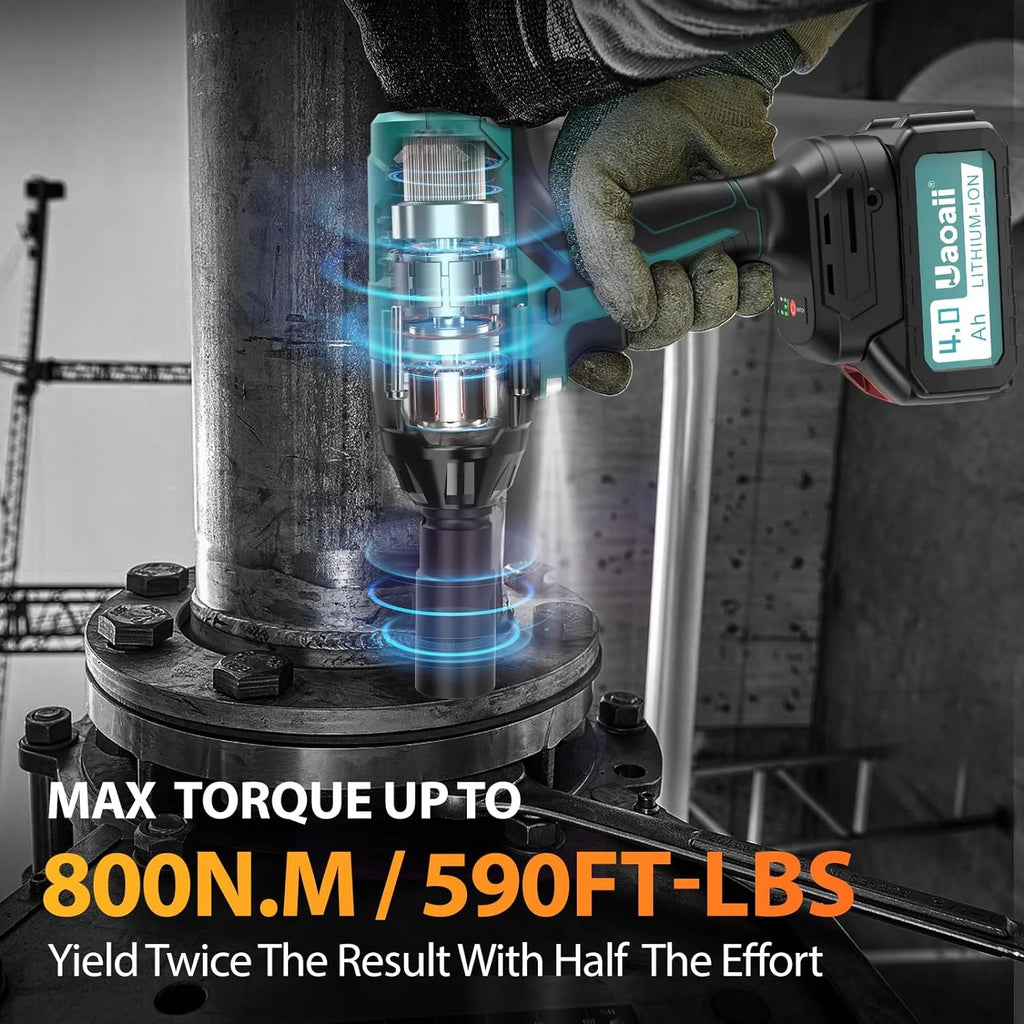 1000Nm Cordless Impact Wrench with 2X 4.0Ah Batteries S859829