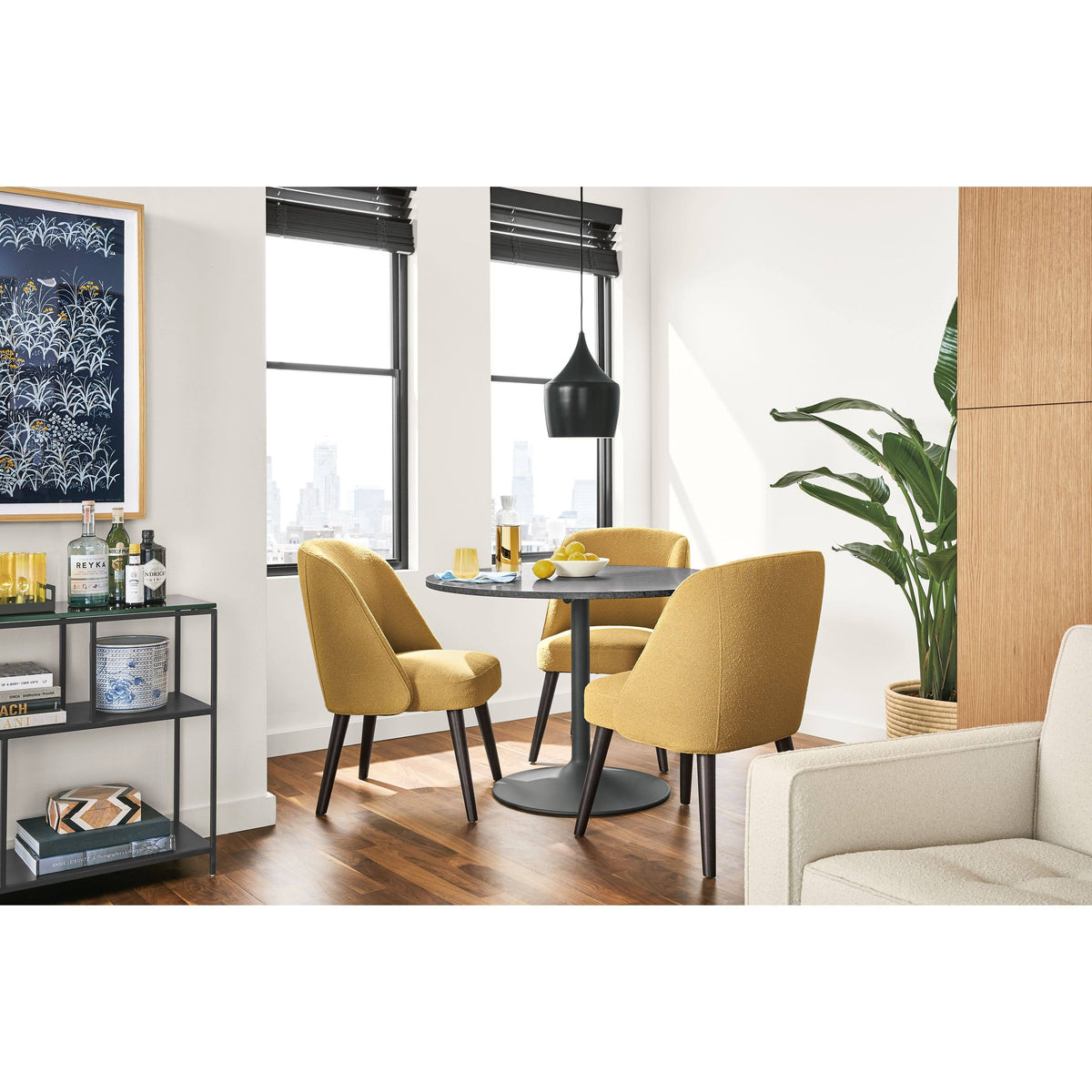 Modern Cora Side Chair in Tatum Spice with Charcoal Legs Orange Performance Fabric L2101