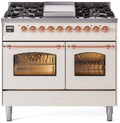 Antique White Copper Trim Dual Fuel Propane Gas Range L4574