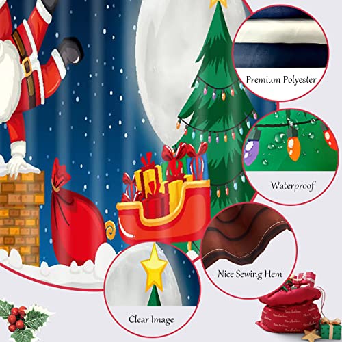 71"x71" Blue Cloth Fabric Christmas Shower Curtain Z49895