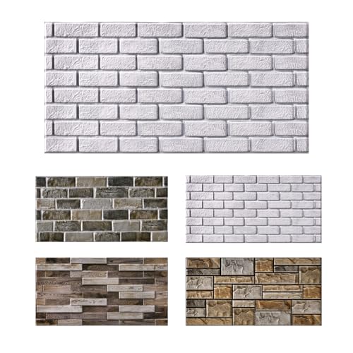 10Pcs 3D Wall Panels Peel and Stick PVC Faux Stone Backsplash Y2004