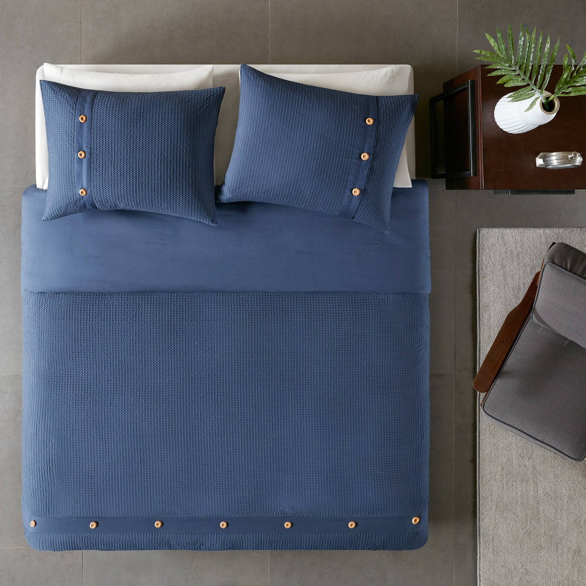 3 Piece Cotton Waffle Weave Duvet Cover Set U347
