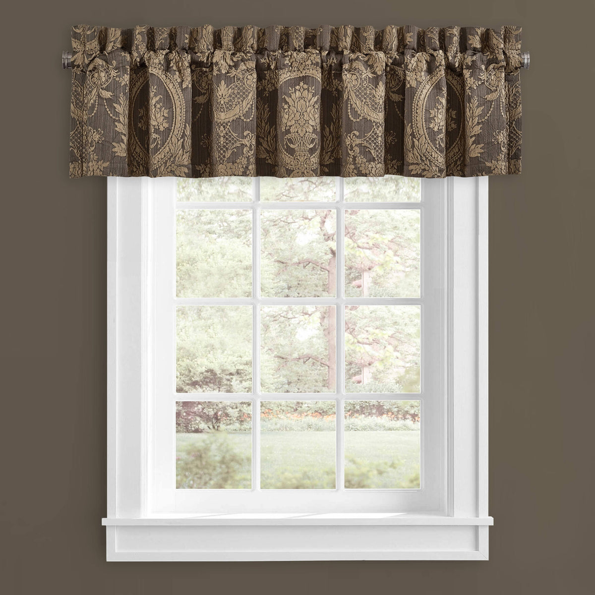 Taupe/Chocolate Rod Pocket Window Valance E84091