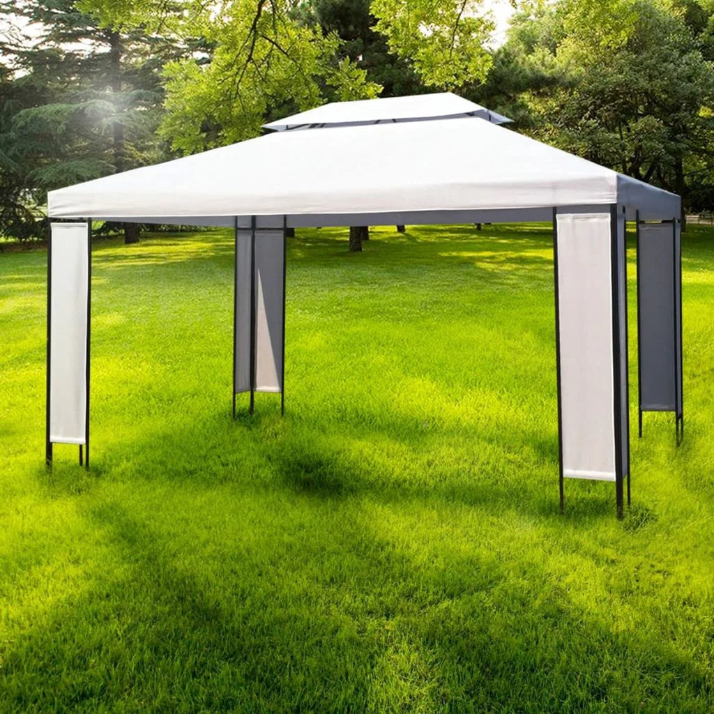 White Steel Frame Garden Canopy Tent Sun Shelter 118.1 x 157.5 Inches L205