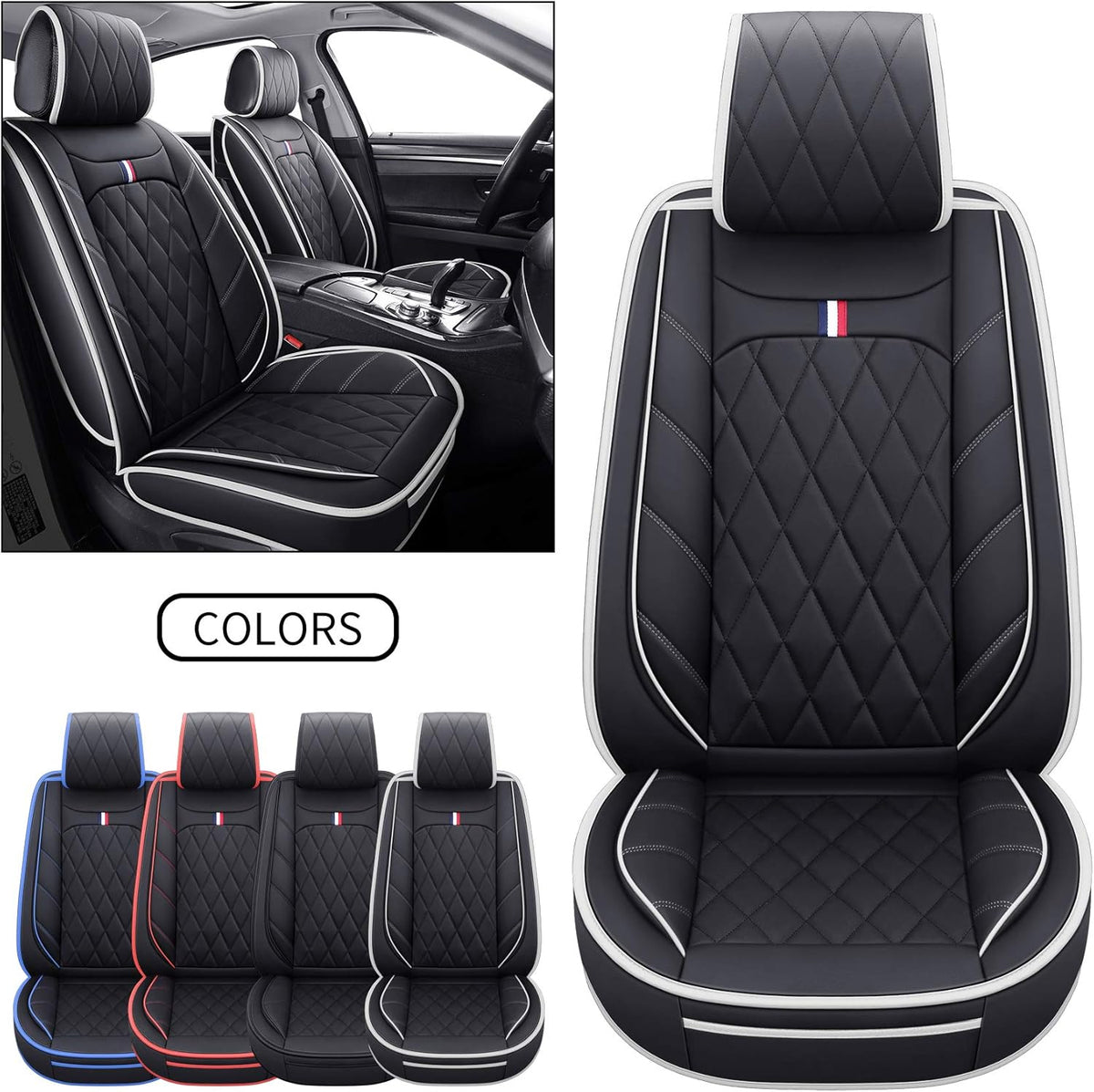 2 PCS Front Waterproof Leather Car Seat Covers J634751