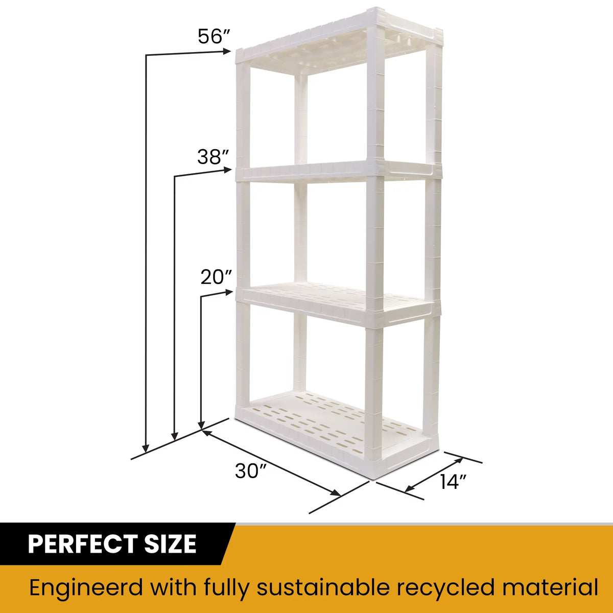 4-Tier White Plastic Shelving Unit M7049