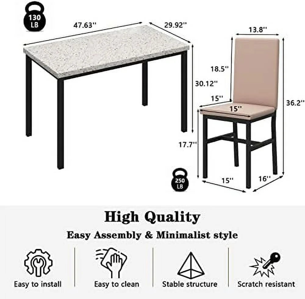 5-Piece Faux Marble Kitchen Table & Chair Set J731