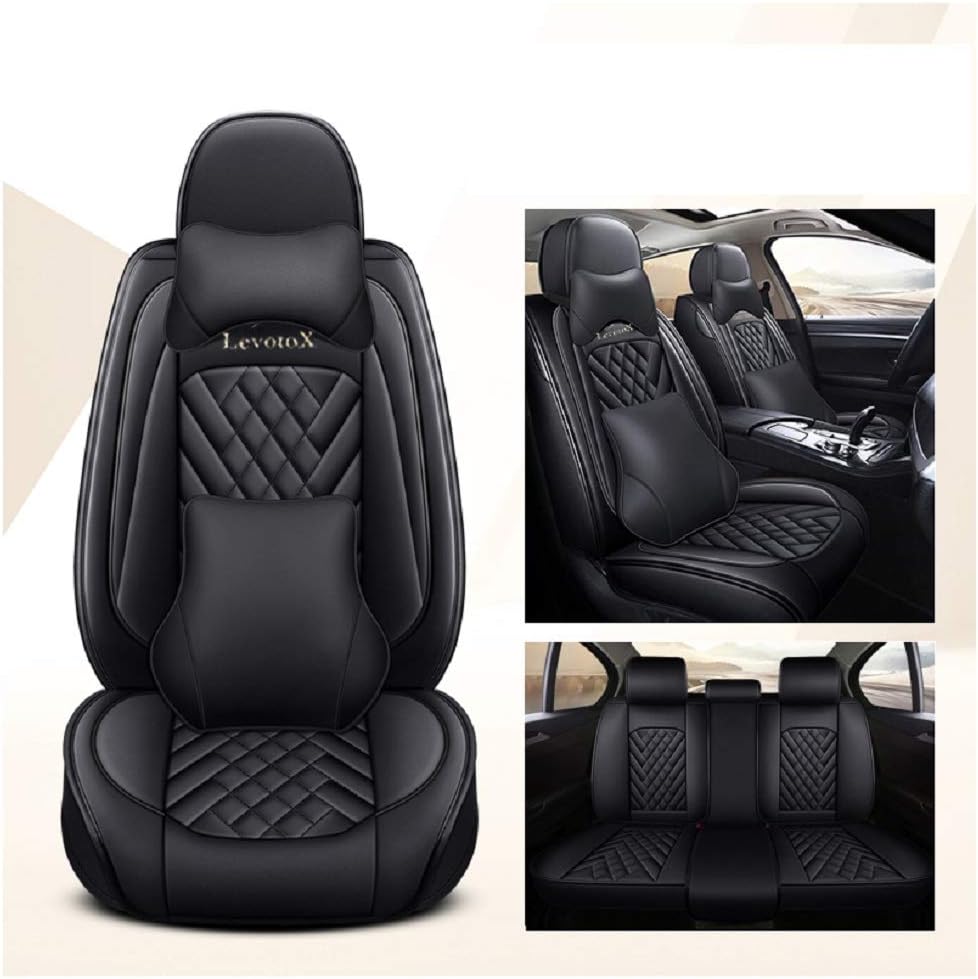 Black-Pink 5 Seats Full Set Car Seat Covers T6197