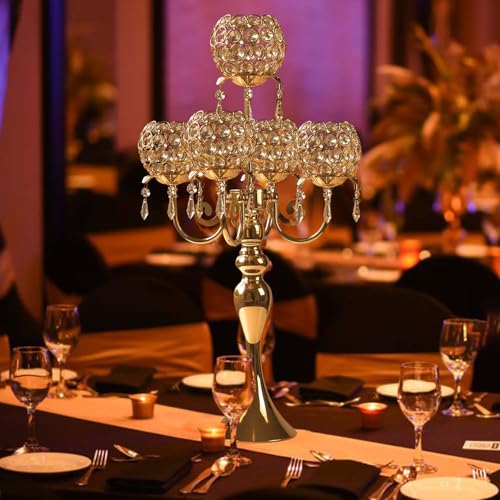 Black Metal Crystal Tea Light Candle Holders Set M941