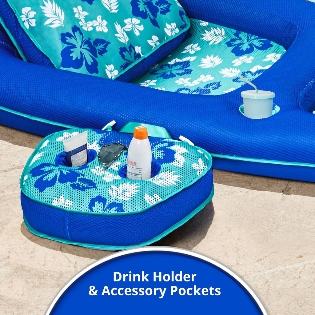 Set of 2 Inflatable 2 in 1 Pool Float Loungers with Cupholders E6323