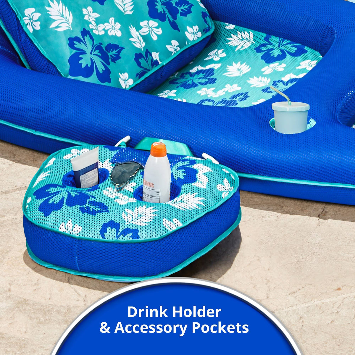 Set of 2 Inflatable 2 in 1 Pool Float Loungers with Cupholders E6323