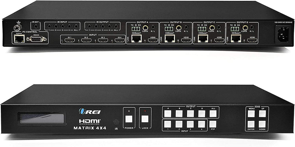 4x4 HDMI Extender Matrix with HDR Switcher & IR Control, RS-232, Loop Out, 4 Receivers Included A123946