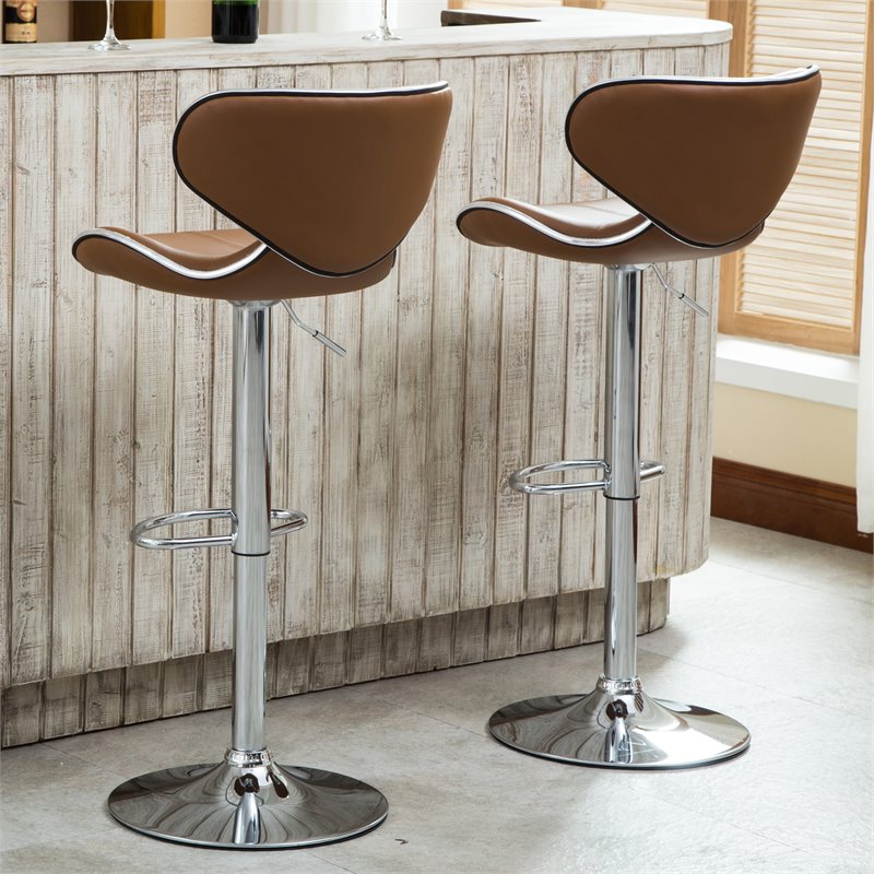 Faux Leather Swivel Barstool in Camel - Set of 4 R6582