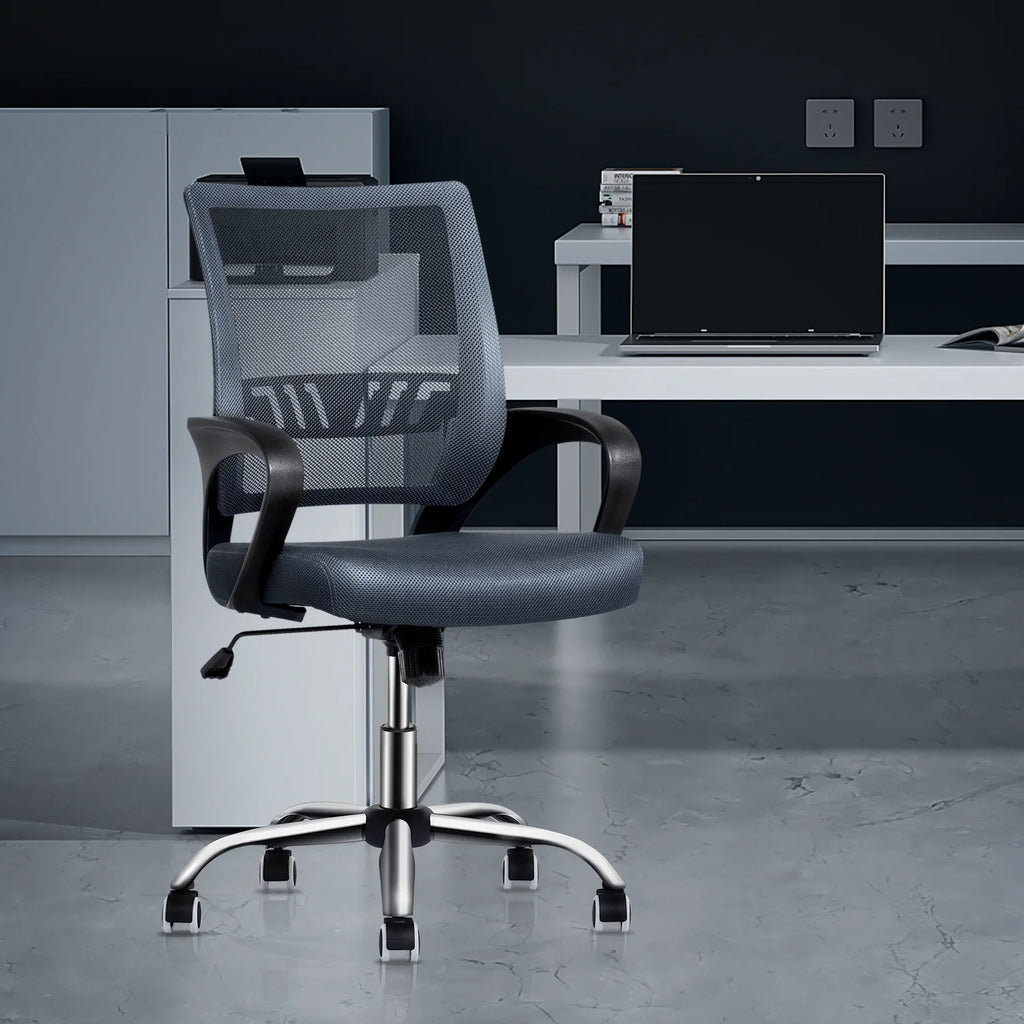 Grey Mesh Ergonomic Office Chair with Lumbar Support X6989