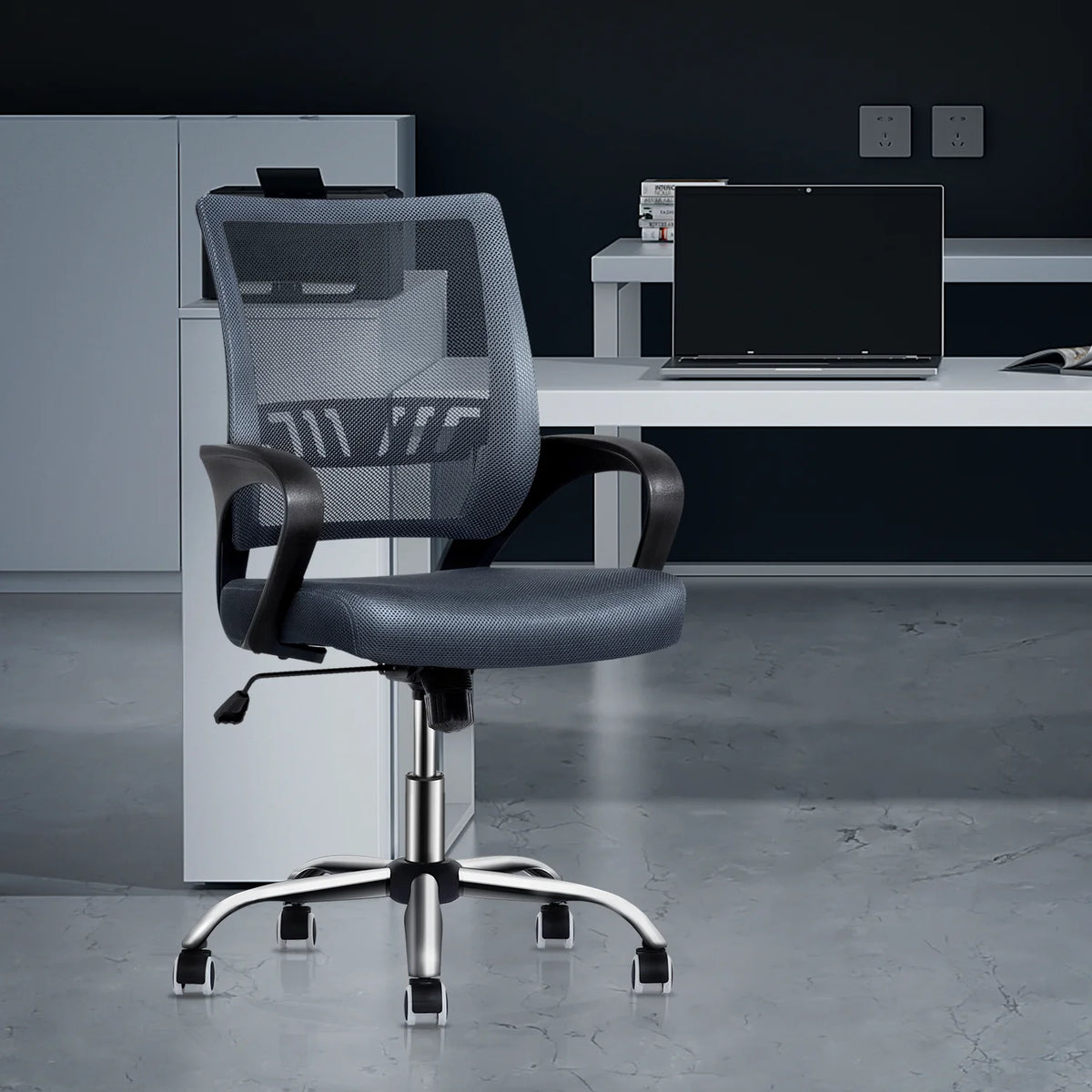 Grey Mesh Ergonomic Office Chair with Lumbar Support X6989