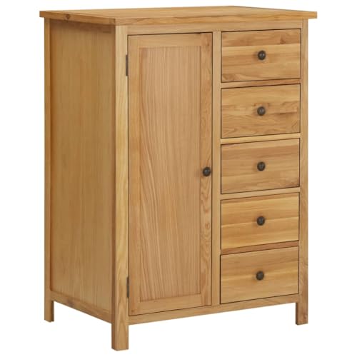 Solid Oak Wood Wardrobe with Hanging Rail and Drawers Q715