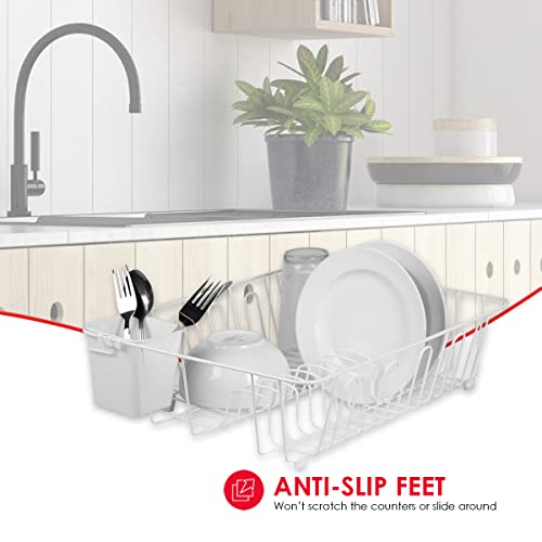 Black Vinyl Coated Wire Dish Drying Rack with Square Utensil Holder Z900934