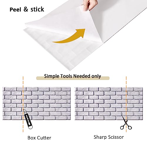 10Pcs 3D Wall Panels Peel and Stick PVC Faux Stone Backsplash Y2004