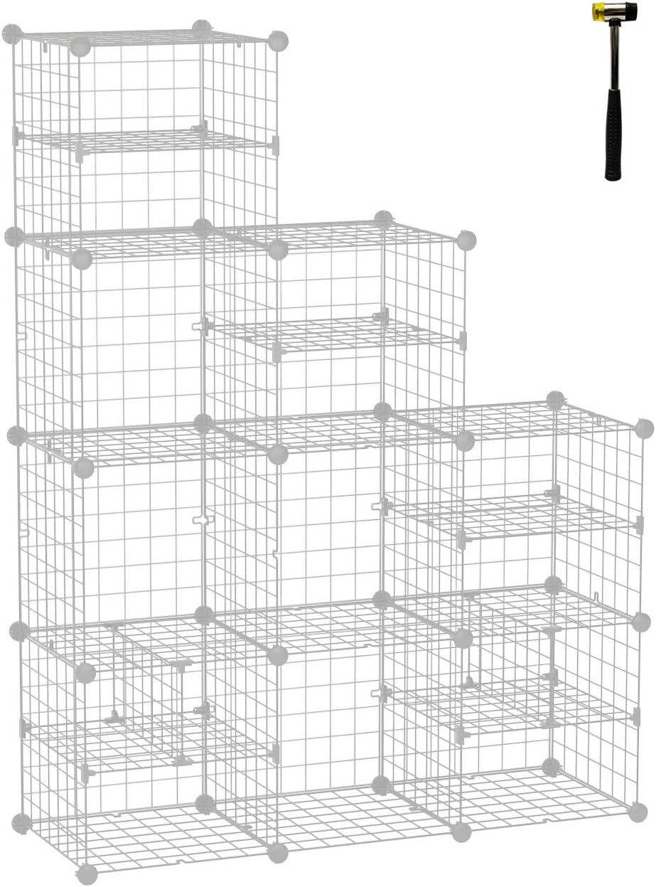 White Pack of 2 Metal Wire Cube Storage Shelves C92176