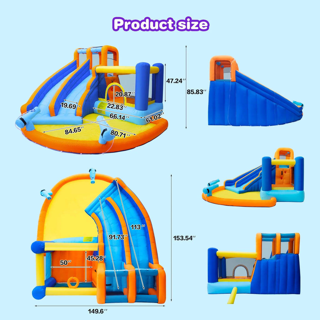 Kids Inflatable Water Slide Bouncer with Pool and Climbing Wall A5564