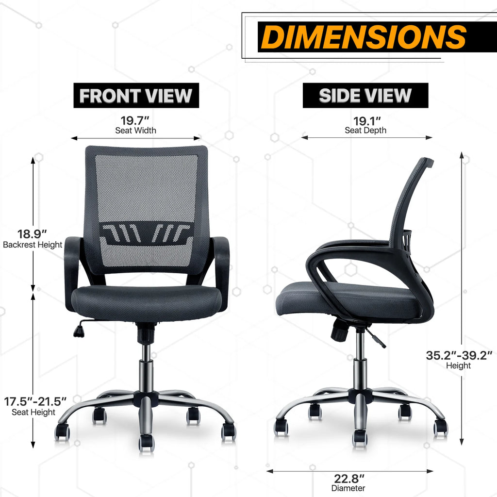 Grey Mesh Ergonomic Office Chair with Lumbar Support X6989