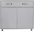 White Round Edge Storage Cabinet with 1 Drawer & 2 Doors O217355