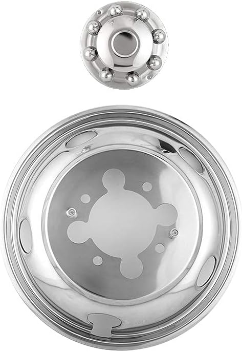 4pcs 17 Stainless Steel Polished Wheel Simulators Hub Caps Rim Covers with Removable Centre Cap Y11495