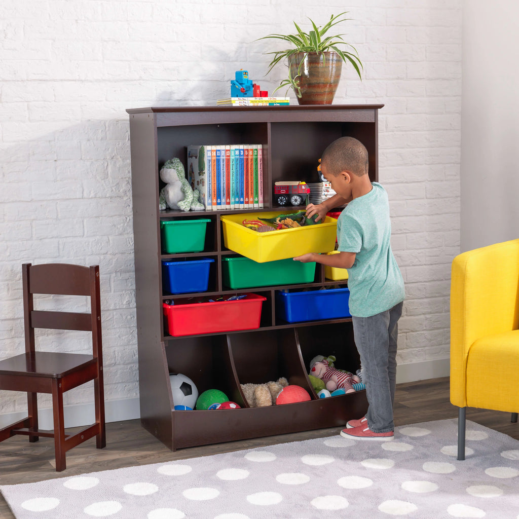 Wood Wall Storage Unit Organizer with 8 Bins K852