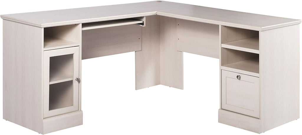 Espresso L-Shaped Executive Desk with Drawers & Cabinet R622