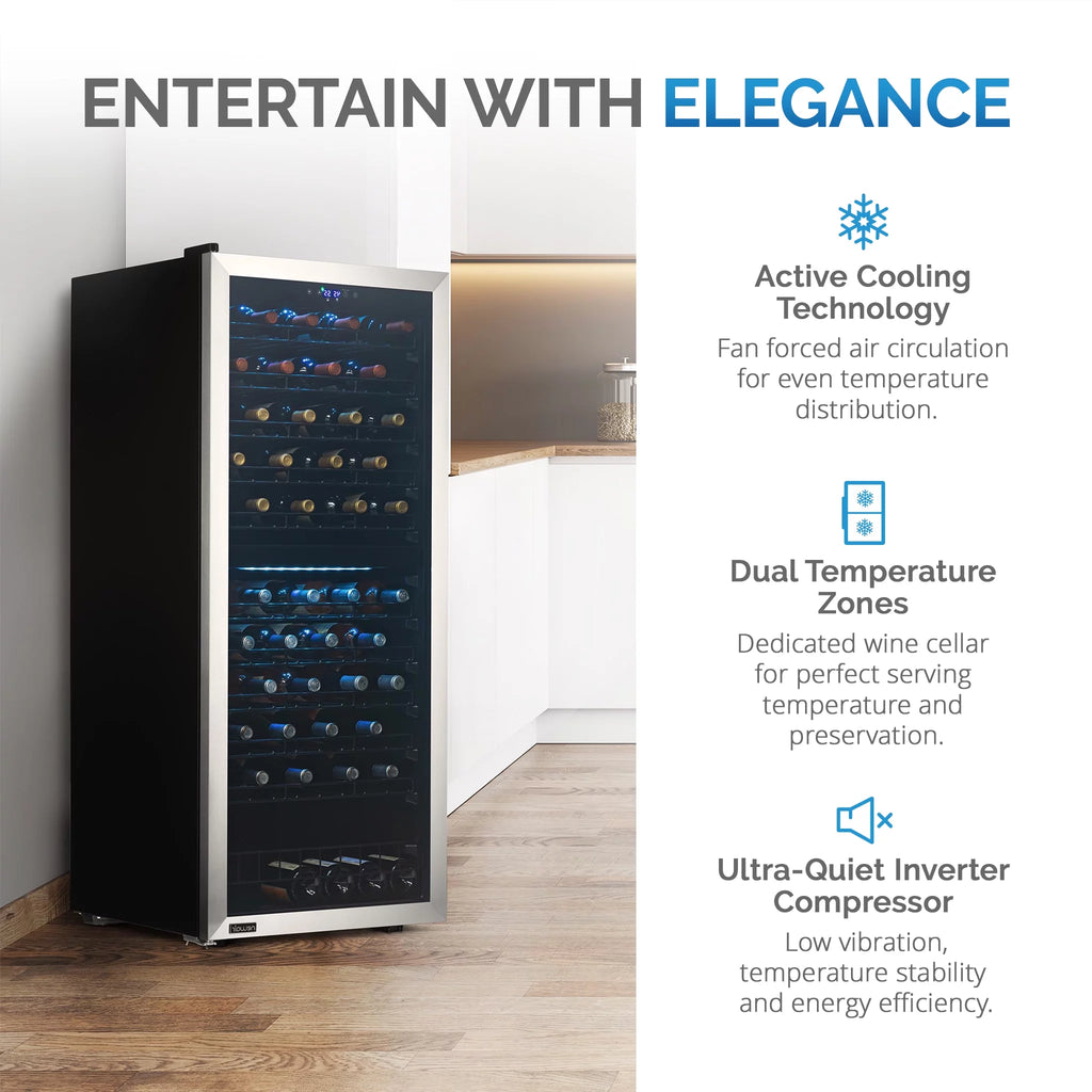 98 Bottle Dual Zone Stainless Steel Wine Refrigerator P174