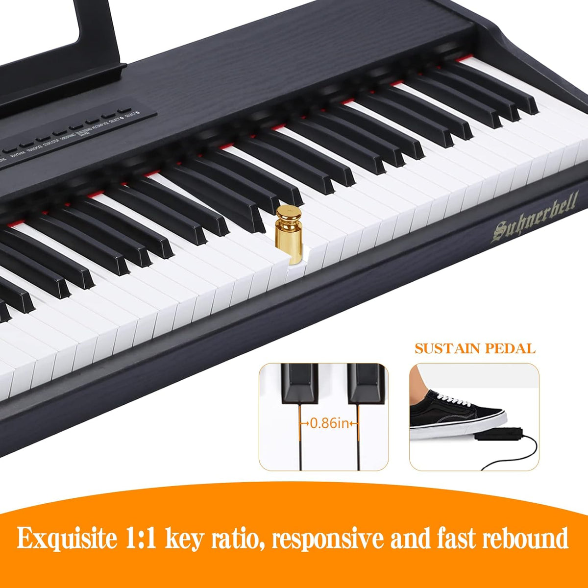 88 Key Semi-Weighted Portable Digital Piano with Sustain Pedal I999764