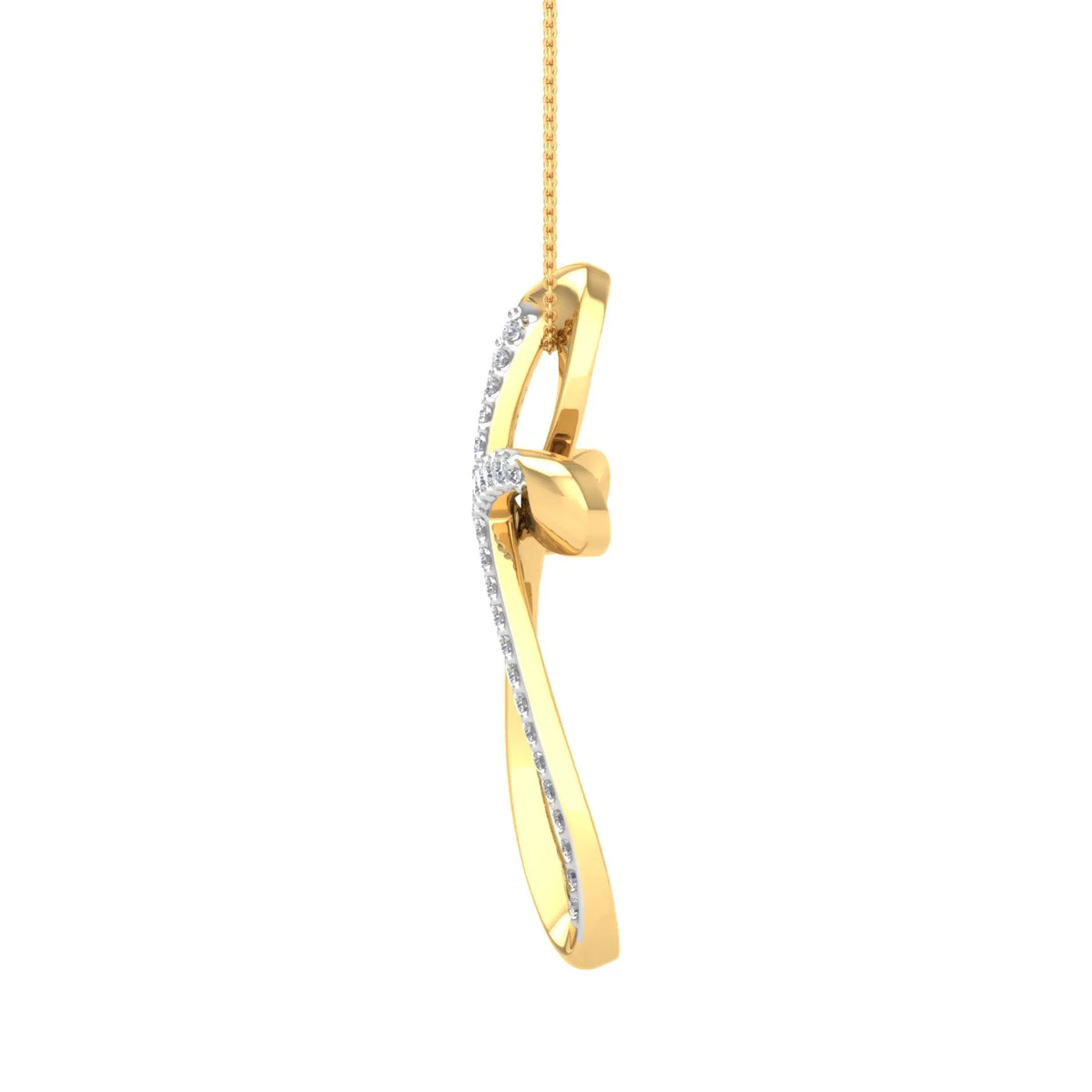 18K Yellow Gold over Sterling Silver Round Diamond Cross Pendant Necklace Y82759